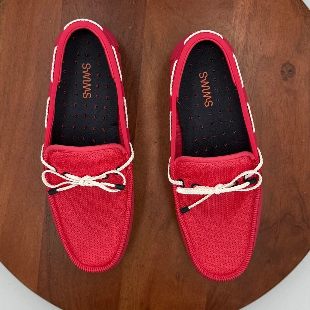 SWIMS Men Braided Lace Loafer Campari Red Water Resistant Shoes 21215-903 Size 7